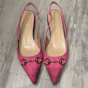 Gucci Fuchsia Horsebit Slingback Pumps
